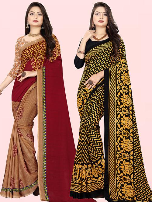 women pack of 2 casual wear combo sarees with blouse - 21428326 - Very Small Image - 1