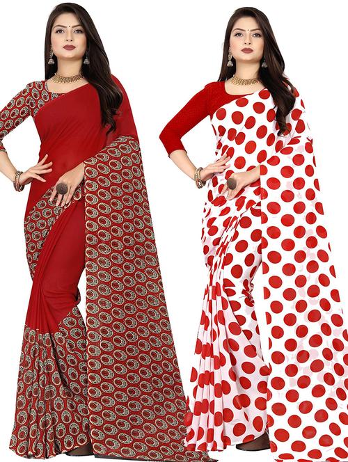 women pack of 2 casual wear combo sarees with blouse - 21428327 - Very Small Image - 1