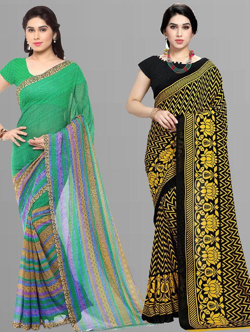 women pack of 2 casual wear sarees with blouse - 21428336 - Very Small Image - 1