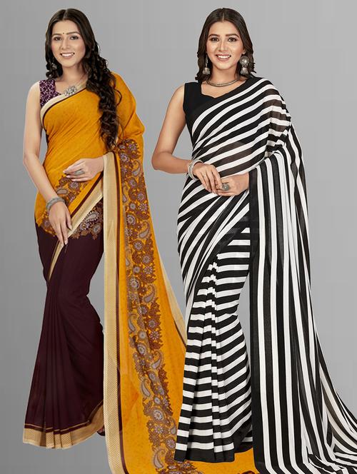 women pack of 2 casual wear combo sarees with blouse - 21428340 - Very Small Image - 1