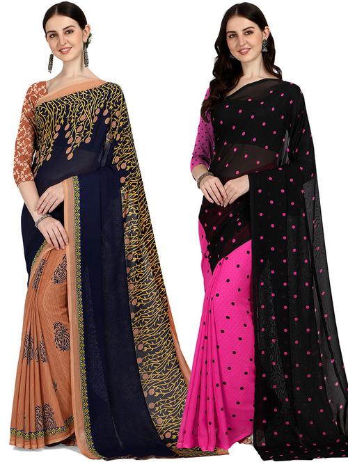 women pack of 2 casual wear combo sarees with blouse - 21428341 - Very Small Image - 1
