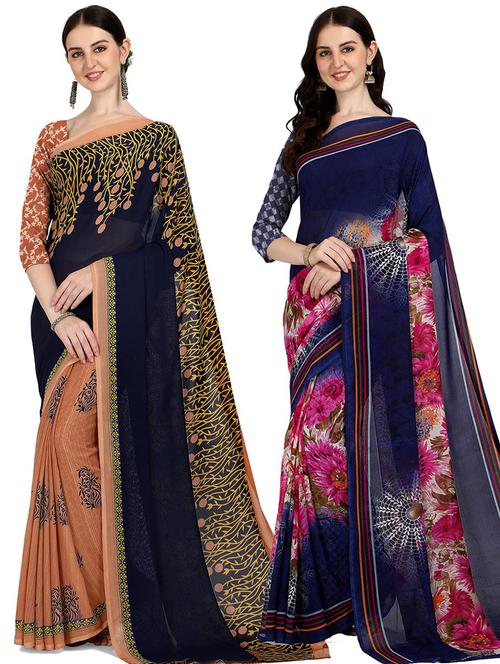 women pack of 2 casual wear combo saree with blouse - 21428345 - Very Small Image - 1