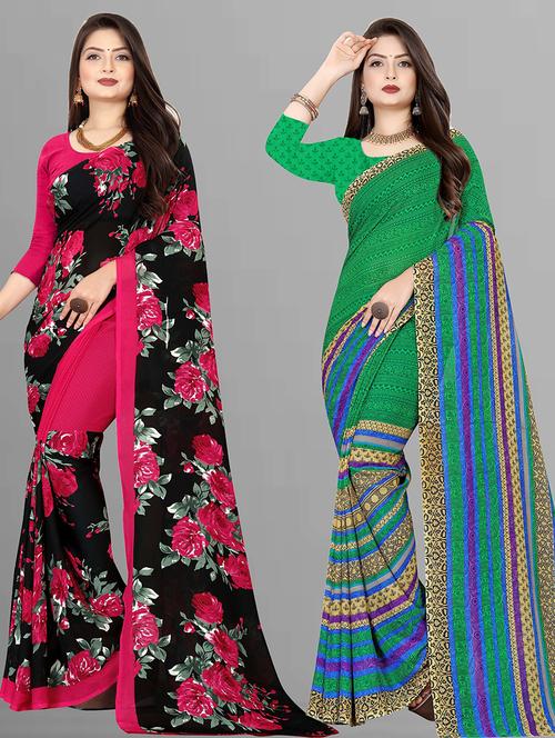 women pack of 2 casual wear combo sarees with blouse - 21428357 - Very Small Image - 1