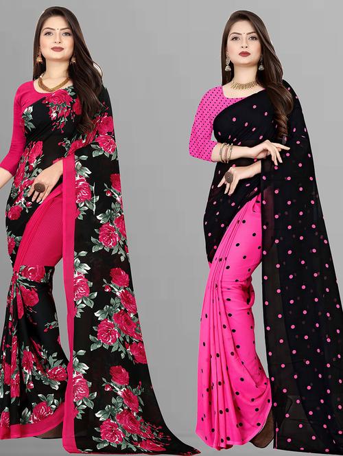 women pack of 2 casual wear combo sarees with blouse - 21428376 - Very Small Image - 1