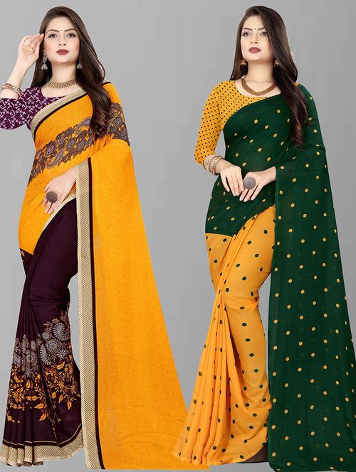 women pack of 2 casual wear combo sarees with blouse - 21428442 - Very Small Image - 1