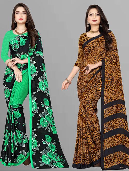 women pack of 2 casual wear combo sarees with blouse - 21428447 - Very Small Image - 1