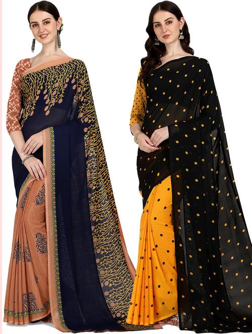 women pack of 2 casual wear combo sarees with blouse - 21428449 - Very Small Image - 1