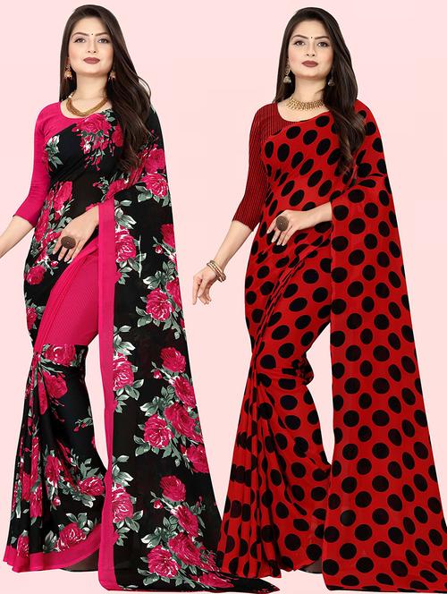 women pack of 2 casual wear combo sarees with blouse - 21428471 - Very Small Image - 1
