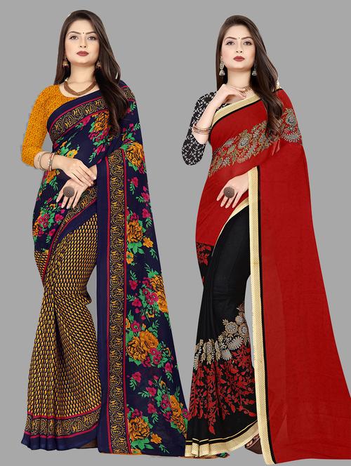 women pack of 2 casual wear combo sarees with blouse - 21428484 - Very Small Image - 1