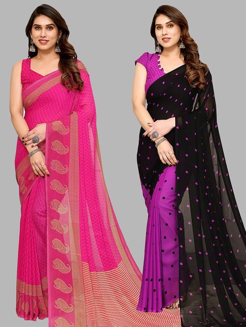 women pack of 2 casual wear combo sarees with blouse - 21428492 - Very Small Image - 1