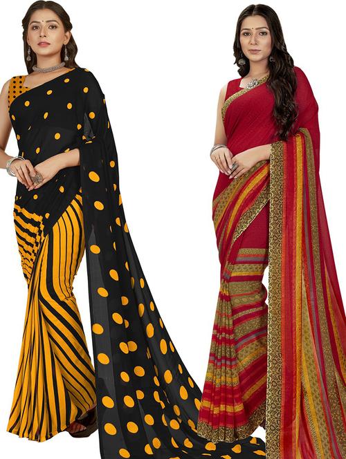women pack of 2 casual wear combo sarees with blouse - 21428494 - Very Small Image - 1