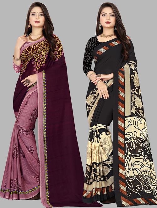 women pack of 2 casual wear sarees with blouse - 21428545 - Very Small Image - 1