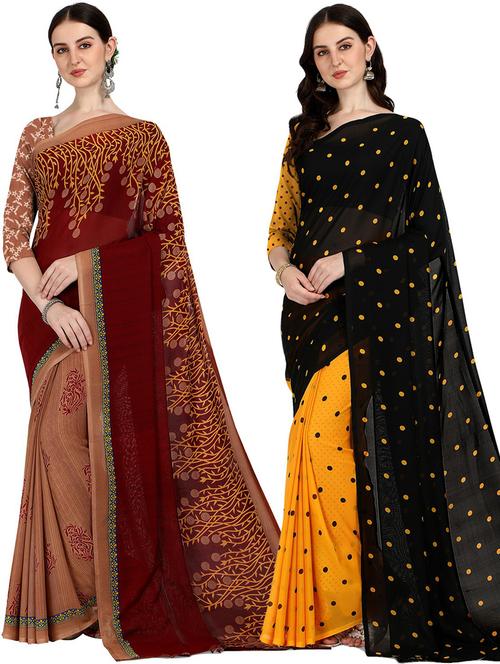 women pack of 2 casual wear combo sarees with blouse - 21428555 - Very Small Image - 1