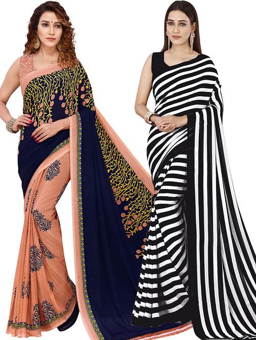 women pack of 2 casual wear combo sarees with blouse - 21428580 - Very Small Image - 1
