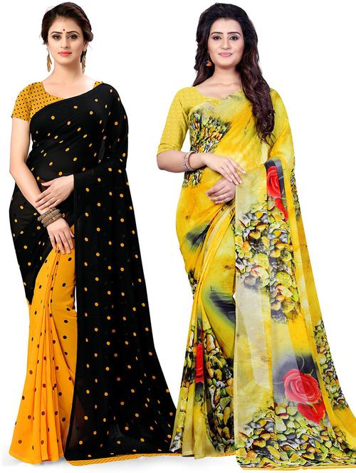 women pack of 2 casual wear combo sarees with blouse - 21428585 - Very Small Image - 1