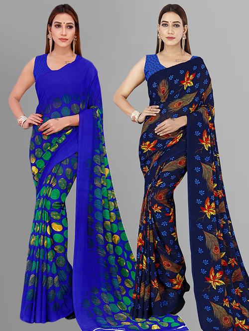 women pack of 2 casual wear combo sarees with blouse - 21428626 - Very Small Image - 1