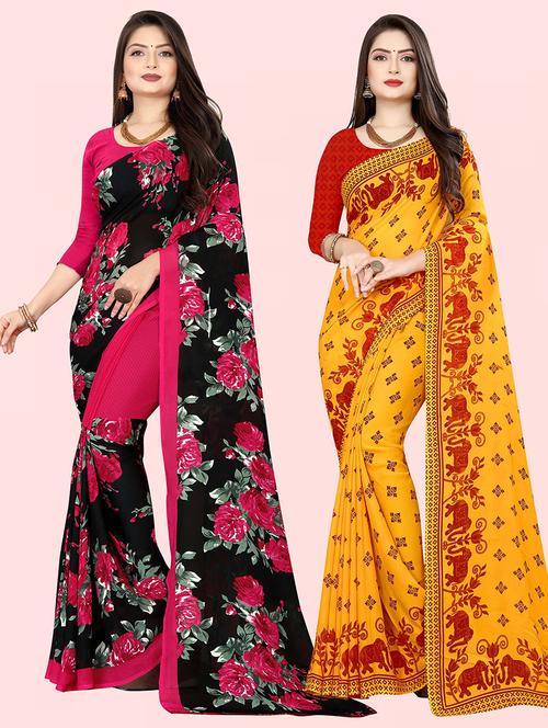 women pack of 2 casual wear sarees with blouse - 21428633 - Very Small Image - 1