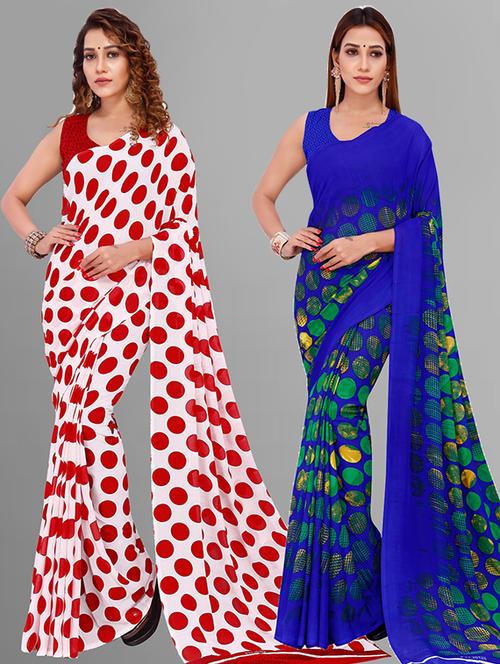 women pack of 2 casual wear sarees with blouse - 21428634 - Very Small Image - 1