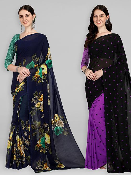 women pack of 2 casual wear combo sarees with blouse - 21428642 - Very Small Image - 1