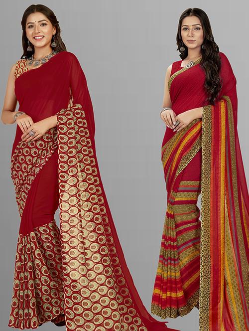 women pack of 2 casual wear combo sarees with blouse - 21428643 - Very Small Image - 1