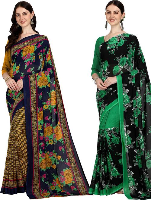 women pack of 2 casual wear combo sarees with blouse - 21428653 - Very Small Image - 1