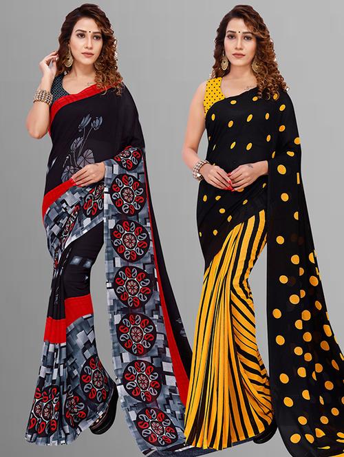 women pack of 2 casual wear sarees with blouse - 21428654 - Very Small Image - 1