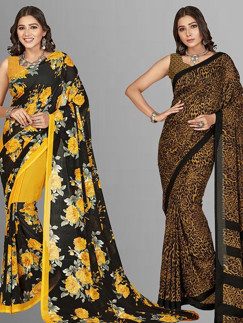 women pack of 2 casual wear combo sarees with blouse - 21428688 - Very Small Image - 1
