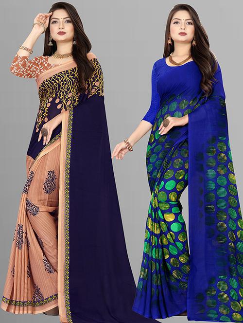 women pack of 2 casual wear sarees with blouse - 21428697 - Very Small Image - 1