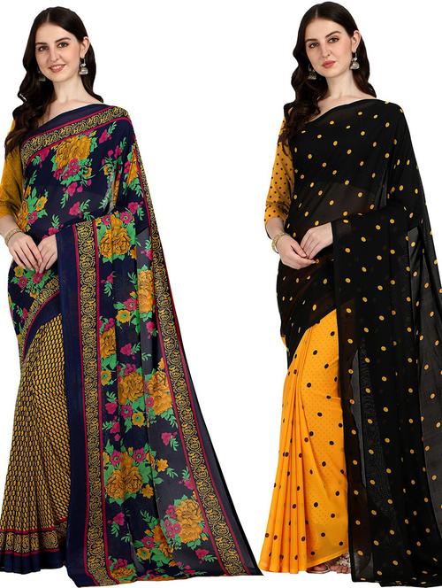 women pack of 2 casual wear combo sarees with blouse - 21428700 - Very Small Image - 1