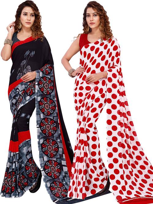 women pack of 2 casual wear sarees with blouse - 21428726 - Very Small Image - 1