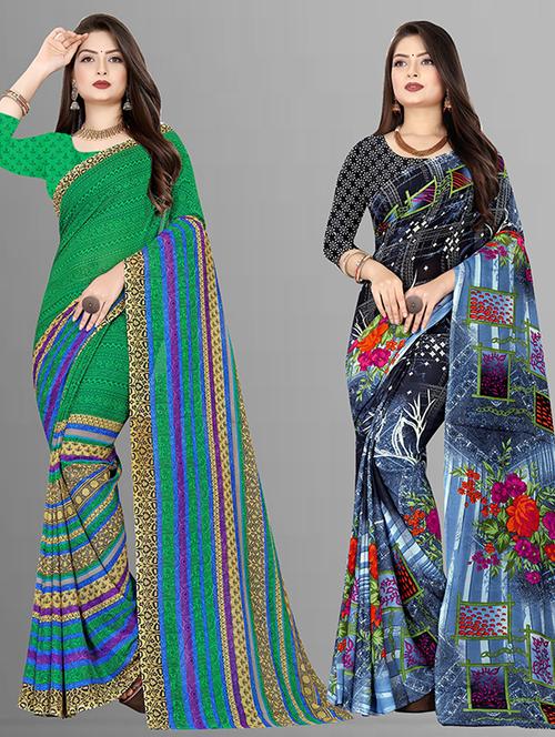 women pack of 2 casual wear combo sarees with blouse - 21428733 - Very Small Image - 1