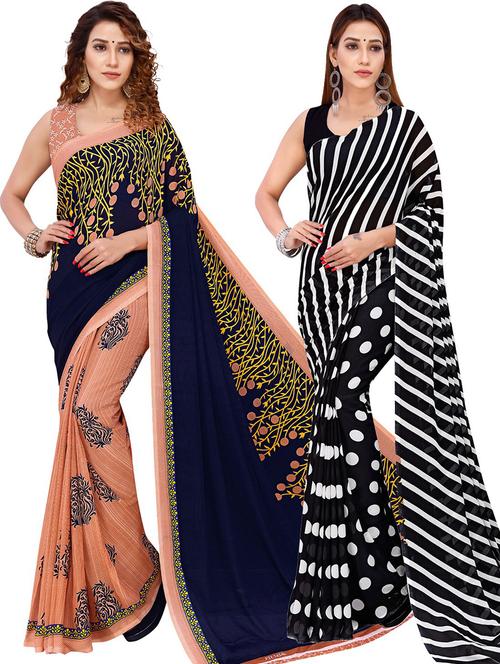 women pack of 2 casual wear combo sarees with blouse - 21428736 - Very Small Image - 1