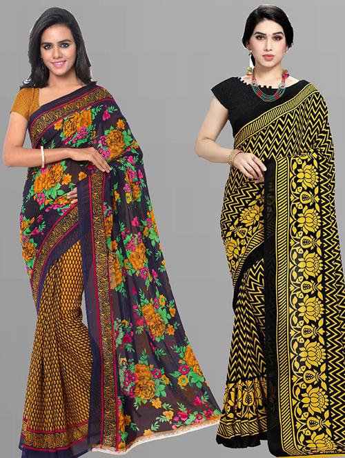 women pack of 2 casual wear combo sarees with blouse - 21428745 - Very Small Image - 1
