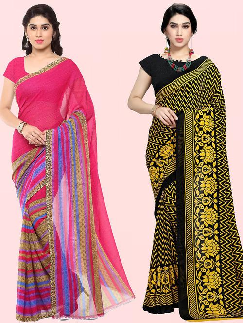 women pack of 2 casual wear combo sarees with blouse - 21428746 - Very Small Image - 1