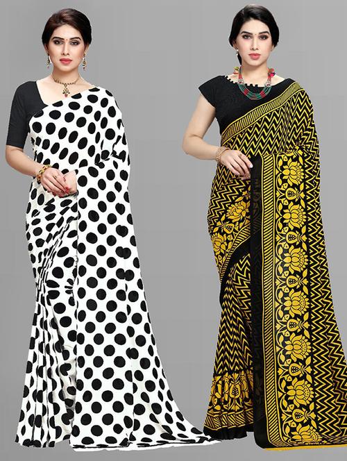 women pack of 2 casual wear combo sarees with blouse - 21428747 - Very Small Image - 1