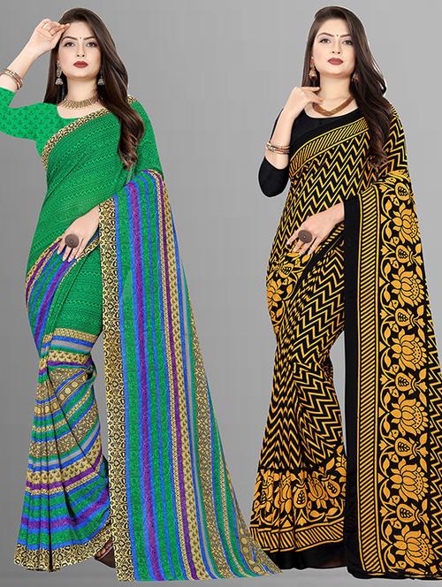 women pack of 2 casual wear sarees with blouse - 21428748 - Very Small Image - 1