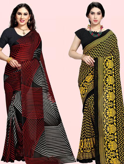 women pack of 2 casual wear combo sarees with blouse - 21428749 - Very Small Image - 1