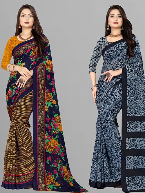 women pack of 2 casual wear combo sarees with blouse - 21428751 - Very Small Image - 1