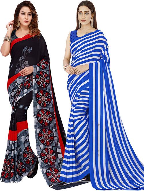 women pack of 2 casual wear sarees with blouse - 21428772 - Very Small Image - 1