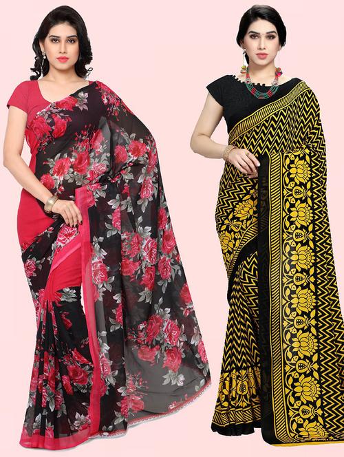 women pack of 2 casual wear combo sarees with blouse - 21428791 - Very Small Image - 1