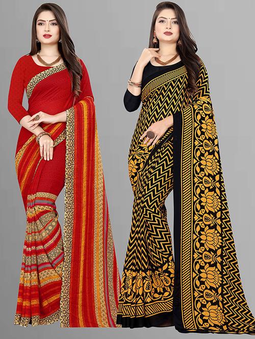women pack of 2 casual wear combo sarees with blouse - 21428793 - Very Small Image - 1
