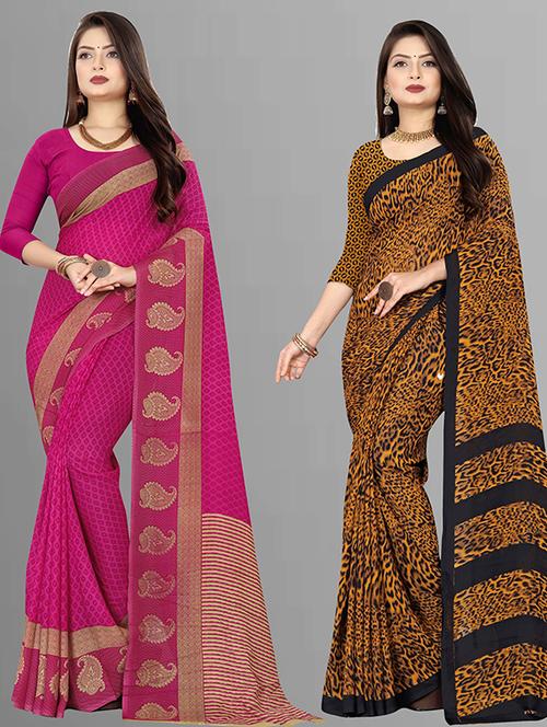 women pack of 2 casual wear sarees with blouse - 21428801 - Very Small Image - 1