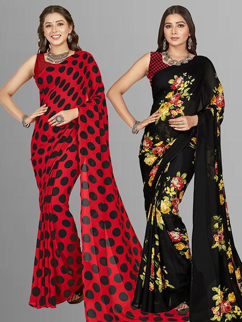 women pack of 2 casual wear combo sarees with blouse - 21428806 - Very Small Image - 1