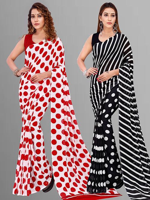 women pack of 2 casual wear combo sarees with blouse - 21428851 - Very Small Image - 1