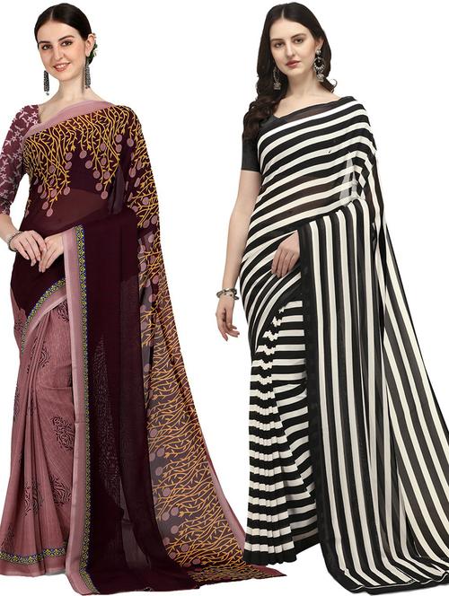 women pack of 2 casual wear combo sarees with blouse - 21428861 - Very Small Image - 1