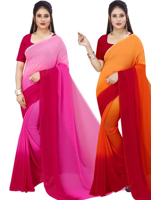 women pack of 2 casual wear combo sarees with blouse - 21428863 - Very Small Image - 1
