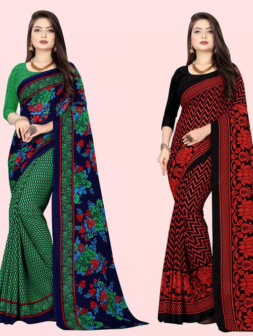women pack of 2 casual wear combo sarees with blouse - 21428891 - Very Small Image - 1