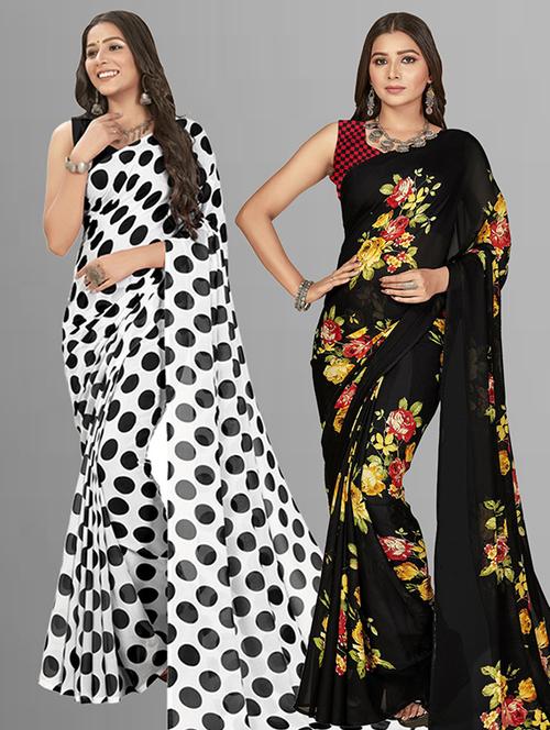 women pack of 2 casual wear combo sarees with blouse - 21428892 - Very Small Image - 1