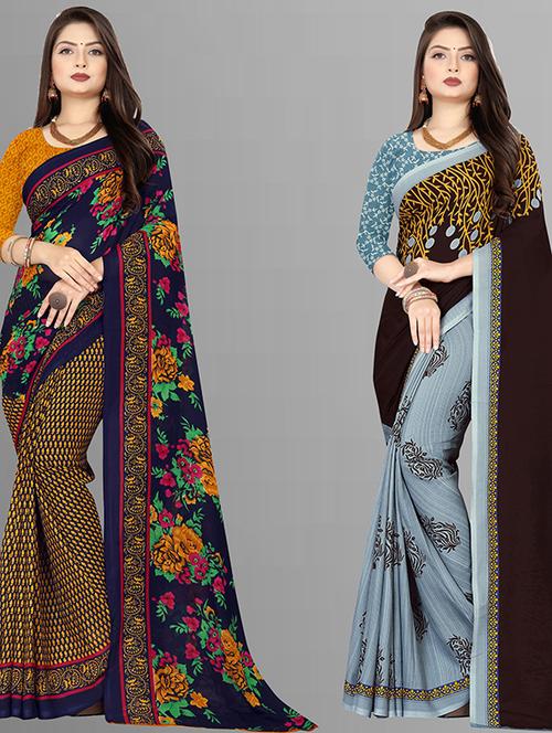 women pack of 2 casual wear combo sarees with blouse - 21428930 - Very Small Image - 1