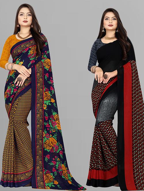 women pack of 2 casual wear combo sarees with blouse - 21428941 - Very Small Image - 1